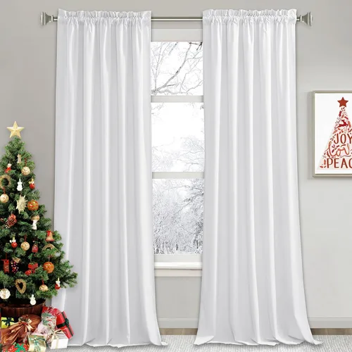 Vista 65 de RYB HOME Cortinas opacas de terciopelo para dormitorio, aislamiento térmico, privacidad, luz solar, bloqueo de calor, cortinas lujosas con bolsillo
