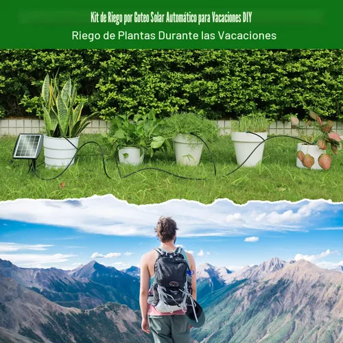 Vista 7 de JIYANG - Kit de riego automático solar por goteo, dispositivo de riego automático automático fácil de bricolaje compatible con plantas de macetas, 6