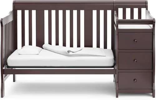Vista 11 de Storkcraft Portofino - Cuna convertible 5 en 1 y cambiador (Espresso) - Combo de cuna y cambiador con 3 cajones, incluye cambiador de bebé, se