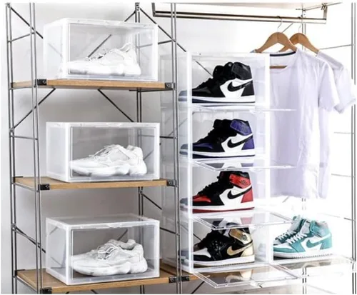 Vista 2 de KZK KrazeKickz - Caja de almacenamiento de zapatos, almacenamiento de juguetes/coleccionistas, organizador de zapatos apilable de plástico