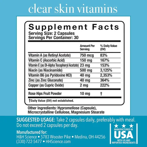 Vista 3 de Vitaminas transparentes para la piel para mujeres y hombres, suplemento para una piel sana y brillante y control del acné* - Píldoras hormonales