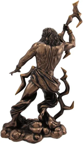Vista 4 de PTC Figura de estatua de resina de rey Zeus Grecian God Throwing Lightning