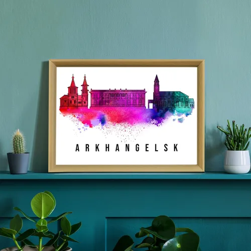 Vista 3 de Pera Print Póster de Rusia, póster de Rusia-Arkhangelsk, ilustración de Rusia Skyline City, póster de horizonte moderno, impresión de paisaje urbano