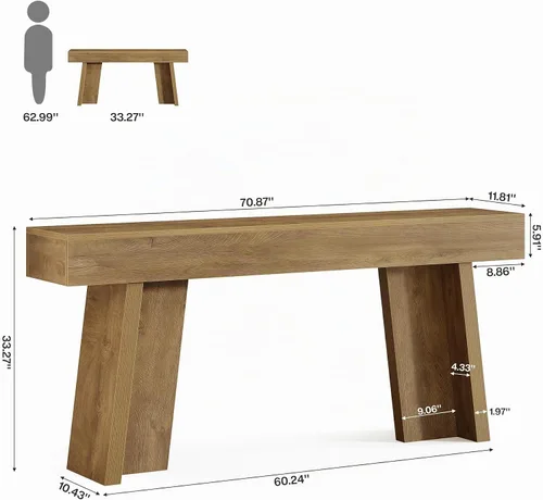 Vista 2 de Tribesigns Mesa consola de 70.9 pulgadas de largo, mesa de entrada de granja detrás del sofá para sala de estar, pasillo, entrada, vestíbulo
