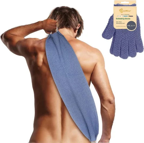 Vista 10 de Evridwear fregador de espalda exfoliante con asas a los lados para ducha limpieza corporal profunda, masajes en la piel mejorando la circulación