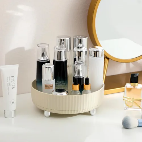 Vista 2 de Anyoifax Bandeja organizadora de perfumes de maquillaje, giratoria de 360 grados, organizador de loción para el cuidado de la piel, organizador