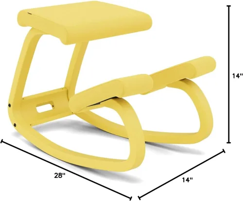 Vista 2 de Varier Monocromo variable, silla original arrodillada, silla de oficina ergonómica, 10 años de garantía, diseñada por Peter Opsvik, ocre