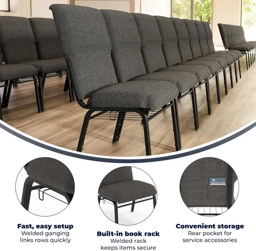 Vista 4 de Flash Furniture Advantage - Silla de iglesia con descuento de mármol negro, 21 pulgadas de ancho