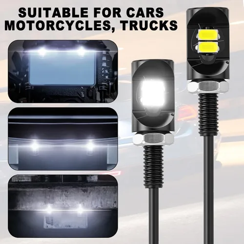 Vista 3 de Frienda 4 luces LED de matrícula de 12 V para motocicleta, luz impermeable, con tornillo, lámpara de perno de tornillo, soporte de bombilla