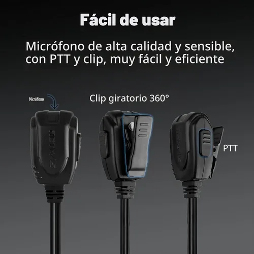 Vista 6 de Retevis Auricular Walkie Talkie con micrófono, para RT22/RT68/RT21/H777