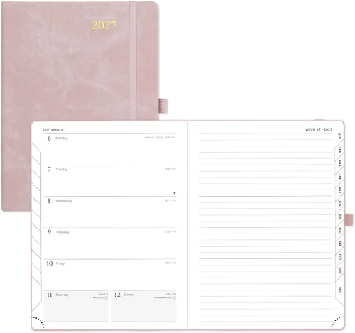 Vista 29 de POPRUN Agenda semanal y mensual 2027, libro de citas grande de 8.5 x 10.5 Verde oliva
