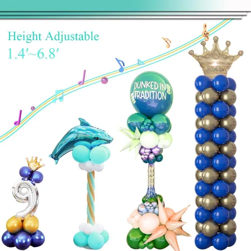Vista 5 de Decojoy Kit de Soporte de Columna para Globos Juego de 2, Conjuntos de Portadores de Globos 2EN1 Soporte de Arco de Globos para Piso, Torre Pilar