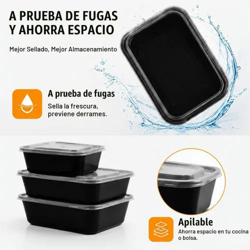 Vista 7 de Recipientes pequeños de 12 onzas con tapas, paquete de 50 recipientes