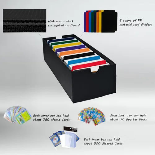Vista 5 de 4 juegos de cajas de almacenamiento de tarjetas coleccionables, incluye 16-750 cajas CT y 64 divisores, más de 12000 tarjetas coleccionables