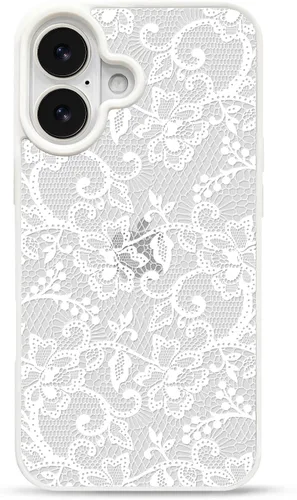 Vista 19 de NITITOP Para iPhone 14 Plus/15 Plus Funda Transparente Encaje Flor - Negro