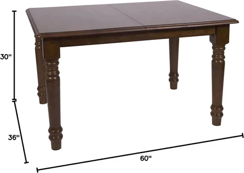 Vista 3 de Sunset Trading Andrews - Mesa de comedor rectangular extensible con hojas de mariposa de 60 pulgadas, madera marrón castaño