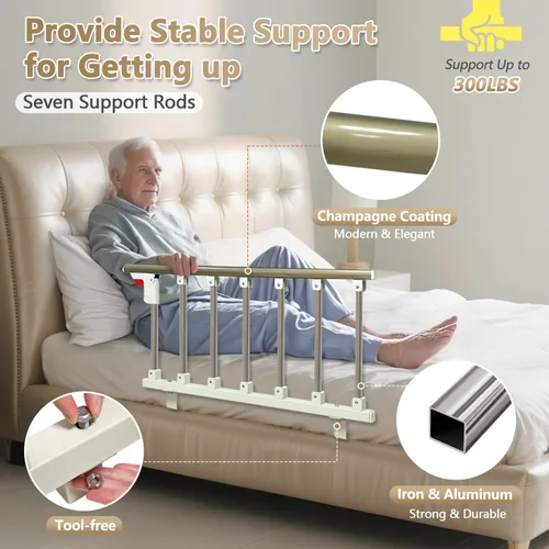 Vista 5 de Rieles de cama para adultos mayores de seguridad, asistencia plegable para personas mayores, barandillas de noche, barandillas laterales