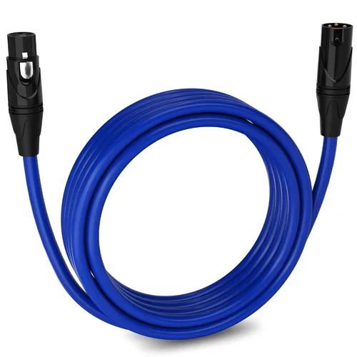 Vista 171 de LyxPro Cable de micrófono XLR hembra a macho de ángulo recto de 3 pines de 1.5 pies para altavoces amplificados, interfaz de audio, rendimiento