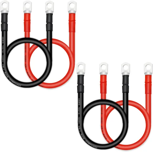 Vista 15 de Cable de batería, cables de batería 2 AWG con terminales, 2 cables de batería de cobre (1 pie).