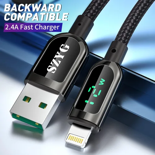 Vista 7 de AICase Cable de carga para iPhone, cable de sincronización de carga trenzado de nailon de 0.8 pies con pantalla LED compatible con iPhone 13 13 Pro