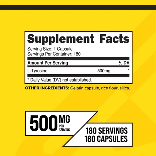 Vista 2 de Primaforce Cápsulas de L-tirosina 180 cápsulas, 500 mg por porción