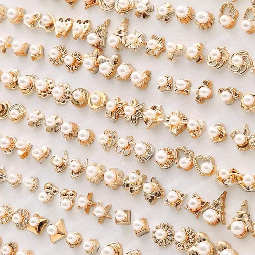 Vista 6 de Juego de 100 pareslote de aretes de cristal geométricos de flores de frutas coloridas para mujeres y niñas, aretes de plástico, regalos de joyería