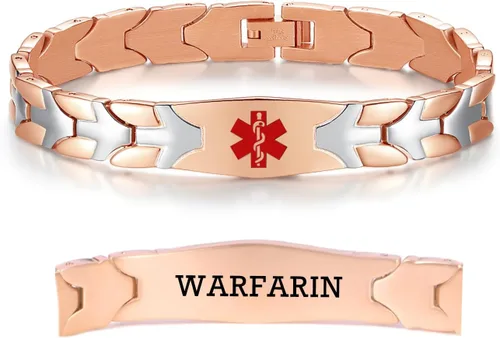 Vista 80 de LinnaLove Pulseras de alerta médica de pez volador para hombres y mujeres, pulseras médicas de acero inoxidable con grabado gratis, 8.5 pulgadas