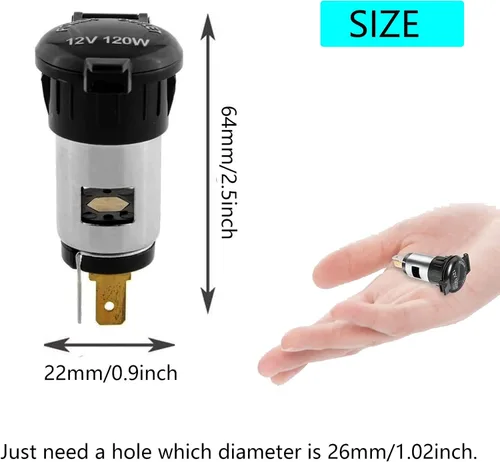Vista 2 de Xafissy - Enchufe para encendedor automático, 12 V, 120 W, impermeable, para coche, barco, tractor, motocicleta (1)