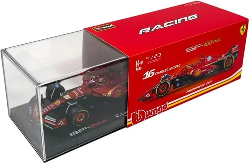 Vista 7 de Burago Ferrari SF-24 Charles Leclerc #16 MONACO GP 2024 Winner - Realistic Car Model in 1:43 Scale - Red - Official Ferrari License