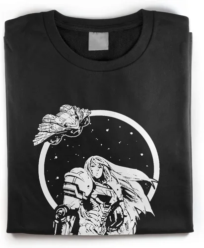 Vista 2 de Revel Shore Camisa interestelar inspirada en Samus Metroid japonesa, Negro
