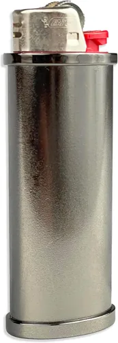 Vista 5 de DIYLuxury - Funda para encendedor de metal cromado negro, compatible con BIC Standard J6 Lighter EZ Reach Lighter, resistente, reutilizable, paquete