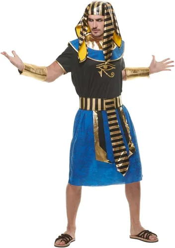 Vista 5 de EraSpooky Disfraz egipcio para hombre, faraón, túnica antigua, vestido de Egipto
