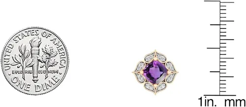 Vista 2 de Dazzlingrock Collection Aretes tipo dormilona de 14 quilates y 0.236 in cada cojín con diamantes blancos redondos para mujer, oro rosa