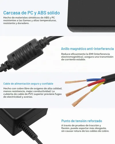 Vista 5 de ALITOVE Adaptador de fuente de alimentación de 19V 3.42A 65W AC/DC Transformador Convertidor 100V ~ 240V Entrada de CA con enchufe de 0.217 inx