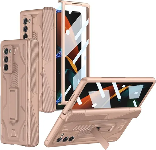 Vista 12 de Miimall Funda para Galaxy Z Fold 2 con protección de bisagra, protector de pantalla de alta transparencia, protector de bisagra magnético, soporte