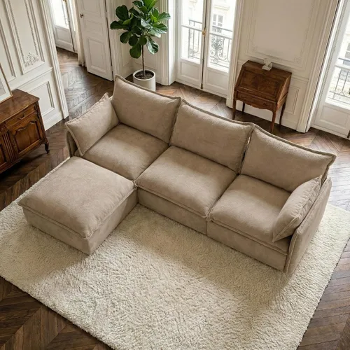 Vista 18 de Acanva Sofá modular modular para sala de estar, cómodo sofá convertible en nube, sofá de gran tamaño con otomana y fundas de felpilla lavables