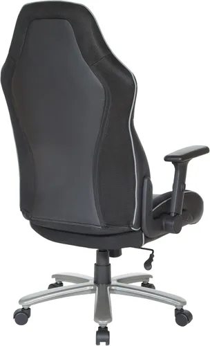 Vista 10 de OSP Home Furnishings Serie ECH - Silla de juegos de cuero regenerado grande y alta para hasta 350 libras con brazos abatibles ajustables en altura