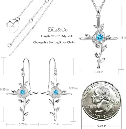 Vista 6 de ELDA & CO. Regalos de cumpleaños, amor de mamá, collar de hojas de esperanza para esposa, plata de ley 925, piedras natales de mayo de junio