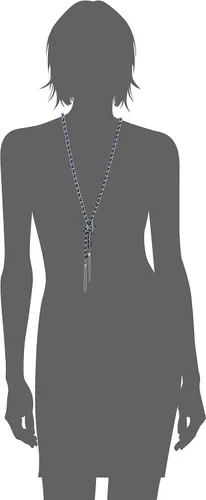 Vista 2 de GUESS Collar en forma de Y con borla tejida de plata y mezclilla "Basic", 30" + extensor de 2", Metal