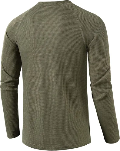 Vista 3 de LOCALMODE Camisetas casuales de manga larga con cuello redondo para hombre