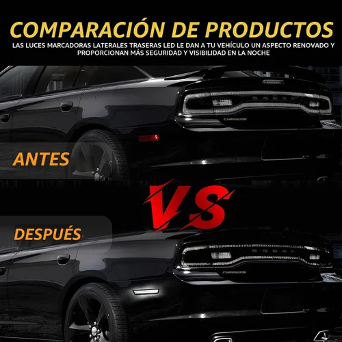 Vista 4 de Luces LED de Marcador Lateral Traseras Blancas Reflectores de Lámpara de Parachoques para Dodge Challenger 2008-14 y Charger 2011-14, 2 Piezas