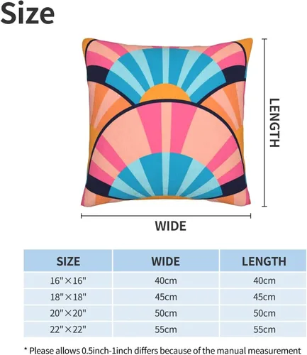 Vista 9 de Pack of 2 Short Plush Throw Pillow Covers 18 X 18 Inch, Retro 70S Orange Yellow Pillow Cover Durable Pillowcases, Square Throw Pillow Covers Couch