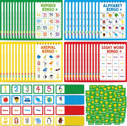 Vista 11 de Juego de Bingo de Palabras de Reconocimiento Visual, 144 Palabras de Reconocimiento Visual Aprende a Leer Nivel 1 y Nivel 2 Juego de Mesa de Bingo