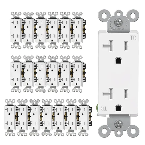 Vista 19 de CML - Paquete de 50 tomas de corriente de 15 amperios resistentes a manipulaciones, certificación UL Decorator Electrical Outlets, 15A/125V, NEMA