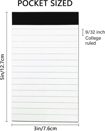 Vista 2 de 6 piezas de recambios para bloc de notas de 3 x 5 pulgadas, mini cuaderno de notas en blanco con 30 hojas cada bloc, papel rayado de reglas