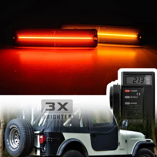 Vista 3 de Luces de marcador laterales LED de repuesto para 1972-1986 J'eep CJ5 CJ7, 1984-1991 Grand Wagoneer J10 J20 Pickup ámbar delantero rojo trasero