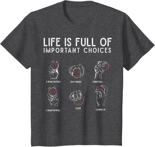 Vista 40 de Tipos de béisbol Pitches Life Choices Jugador Camiseta