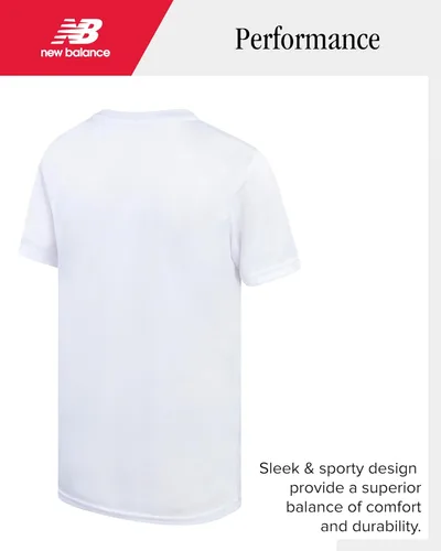 Vista 5 de New Balance Camisetas para niños, paquete de 2 camisetas deportivas de manga corta con cuello redondo para niños, ropa deportiva para niños