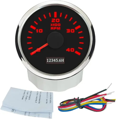 Vista 7 de ELING 52mm Generador 3000RPM Tacómetro con medidor de horas 12V 24V con retroiluminación roja