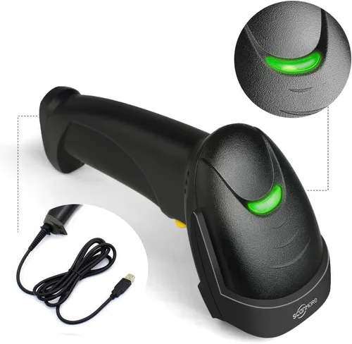 Vista 5 de Escáner de código de barras USB de mano con cable 1D lector de códigos de barras con cable USB para supermercado, tienda de conveniencia, almacén